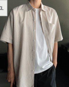 Big size Cooling Linen Short-sleeve Shirt 2~3(105~120)