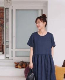 Linen pleated dress - 3Color