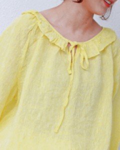 Ruffle Round Linen Blouse - 3Color