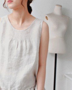 Pintuck Round Linen Top Blouse - 4Color