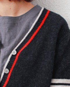 V Neck Stripe Cardigan - 65% Cash Wool