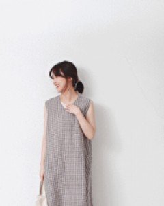 Check Nashi Linen Dress-3Color