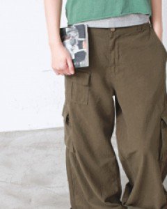 Linen Bootcut Cargo Pants-4Color