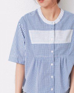 Check Color Matching Blouse - Blue Check