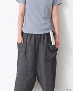 Linen pocket baggy pants