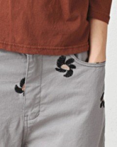 embroidered flower pants