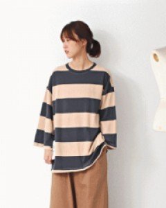 Sale-Loose Striped Long Tee-68500-->45500