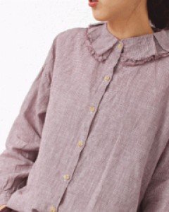 Check ruffle blouse-2curl