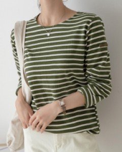 [valyou] Smith Patch Horizontal Striped T-Shirt (Autumn)