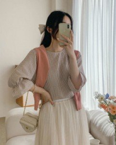 valyou_Gingham Checkered Blouse