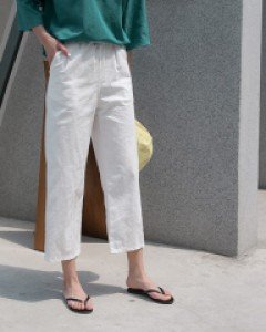 Color linen wide pants C041702