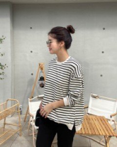 Seri horizontal striped sweatshirt T-shirt (Autumn) MA09115