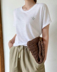 Crown linen cap sleeve T-shirt