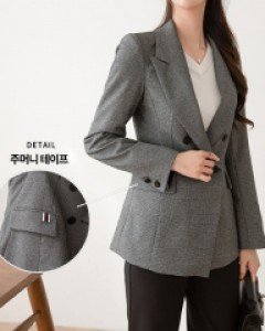 Black check double jacket C022435