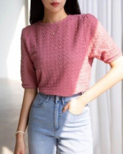 Wrinkle puff sleeve blouse