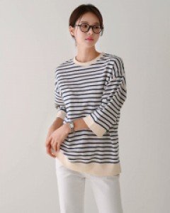 [valyou] Urban Patch Horizontal Striped T-shirt