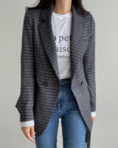 Line diagonal check jacket C092625