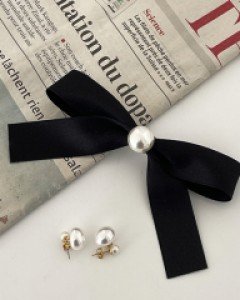 Satin Ribbon Pearl Hairpin