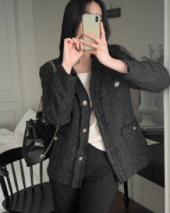 [valyou] Lena V Tweed Jacket