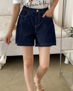 Colin Shirring Denim Shorts