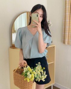 [Dear Short Women] Somi String Wrap Short-Sleeved Blouse