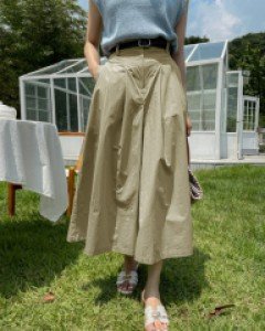 Pocket pintuck rustle skirt pants