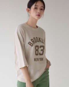 [valyou] Yuna printing 3/4 sleeve sweatshirt