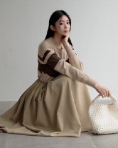 Autumn Knitwear Color matching Dress