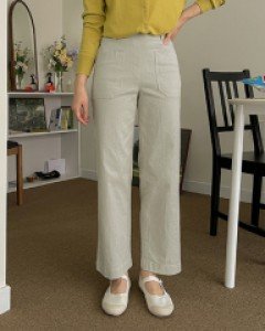 Couron back banding wide cotton pants