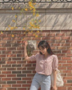 V neck check blouse