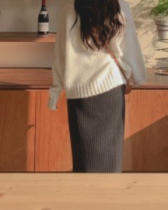 Rib Knit Ribbed Skirt