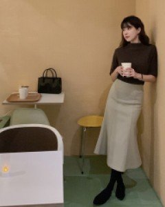 [Monday delivery / MADE, CRKO] Belly Mermaid Skirt / Year-end look / Gathering look / Formal look / Guest look / Herringbone / S,M / 3color