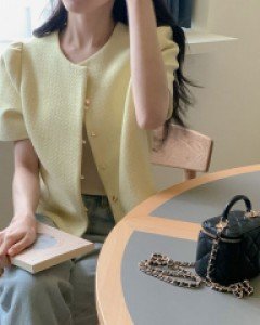 [Same day delivery / Weekend surprise discount / MADE, CRKO] Miko Short-sleeve Tweed Jacket / 2color / Gold Thread Tweed / Guest Look / Gathering Look / SpringJacket / Spring Tweed / Women's Jacket