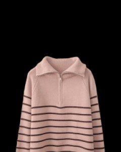 Stripe Half Zip Up Knit