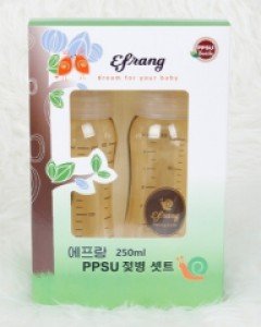 에프랑 PPSU 250ml 아기 신생아 꼭지 없는 노꼭지 일반형 젖병 2개 세트 / 젖꼭지 추가