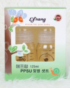 에프랑 PPSU 125ml 아기 신생아 꼭지 없는 노꼭지 일반형 젖병 2개 세트 / 젖꼭지 추가