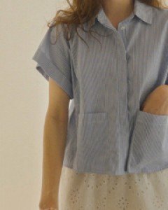 프레시 투포켓  롤업 크롭 셔츠[size:F(55~66반)]