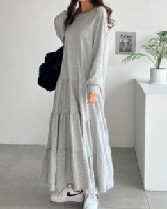 데일리 라운드넥 캉캉 롱원피스 #38459