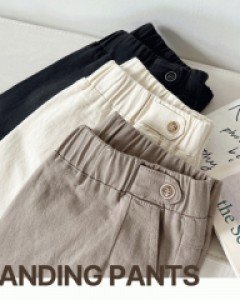 L22CF-PT2653/디오프 버튼 밴딩 코튼 팬츠