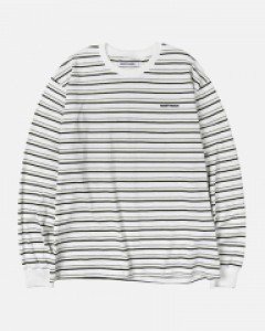 [NK] 3C STRIPE LONGSLEEVE TEE (WHITE) (19FW-K001)