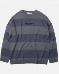 [NK] STRIPE BASIC LOGO KNIT (GRAY) (19FW-K022)