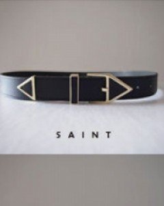 saint metal Tipped leather belt