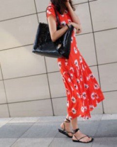 Red floral dress