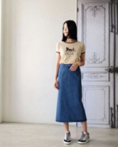 Denim pencil skirt