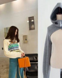 Hoody knit  숄 - 2 colors