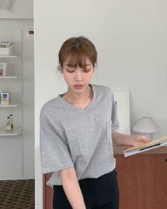 N-Pocket V-Neck Basic Short Sleeve Tee