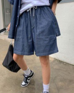 Indigo Denim Banding Shorts