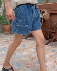 Kong Kong Pocket Banding Denim Short Shorts