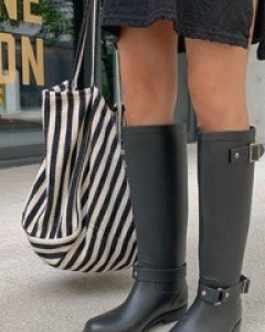 Buckle Wrap Long Rain Boots