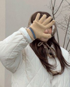 knob knit line gloves